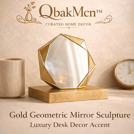 QbakMcnβ’ Gold Geometric Mirror Sculpture β Luxury Desk Decor Accent