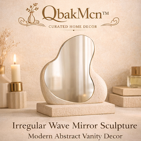 QbakMcn™ Irregular Wave Mirror Sculpture – Modern Abstract Vanity Decor