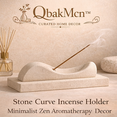 QbakMcn™ Stone Curve Incense Holder – Minimalist Zen Aromatherapy Decor