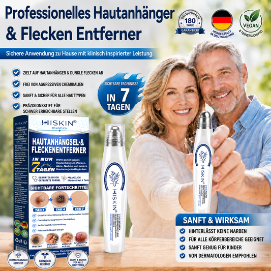 HISKIN® 🧑‍⚕️ 7-Tage- Hautanhängsel- & Fleckenentferner – Fortschrittlicher Roll-on-Stift zur schmerzfreien und narbenfreien Entfernung von Hautunreinheiten