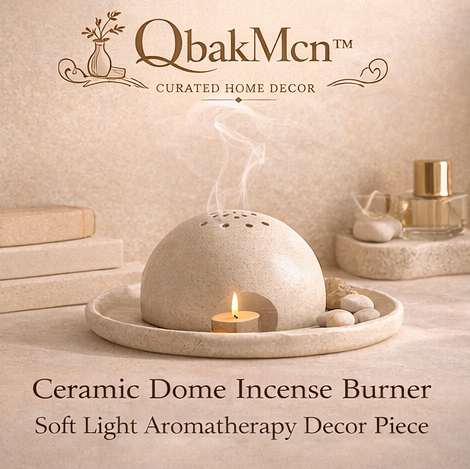 QbakMcn™ Ceramic Dome Incense Burner – Soft Light Aromatherapy Decor Piece