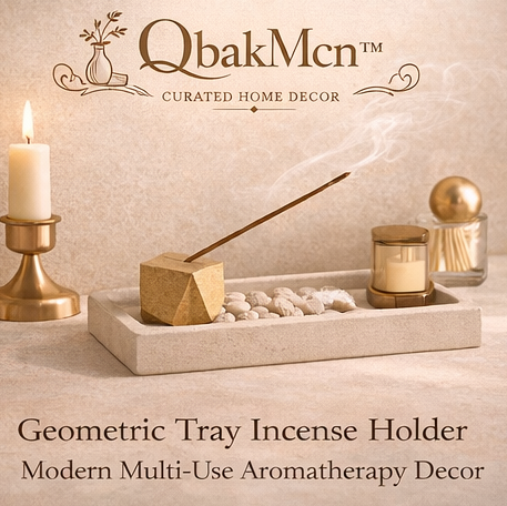 QbakMcn™ Geometric Tray Incense Holder – Modern Multi-Use Aromatherapy Decor