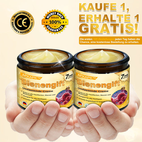 Hergestellt in Deutschland ✨AРKAРК™ Bienengift Umfassende Creme – Anti-Aging, Feuchtigkeitsspendend, Hautreparatur, Hautbildverbesserung, Akne- und Pigmentfleckenbehandlung, Warzen- und Muttermalentfernung, Linderung bei Psoriasis